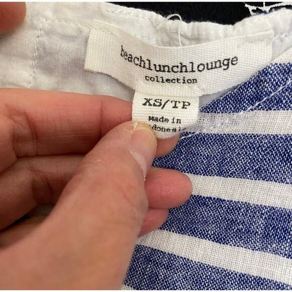 Beachlunchlounge Women's XS Blue White Striped Linen Blend Shift Dress - Picture 5 of 8